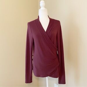 Athleta Poise Dance Wrap Tie Burgundy Sweater - Medium